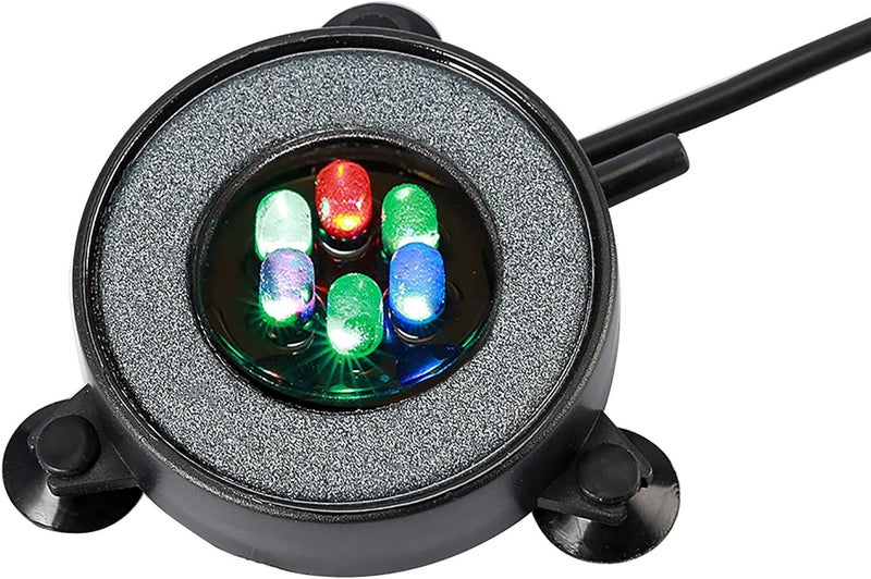 NICREW Multi-Colored LED Aquarium Bubbling Stone Disk, Round Fish Tank Bubbler with Auto Color Changing LEDs - Image 1